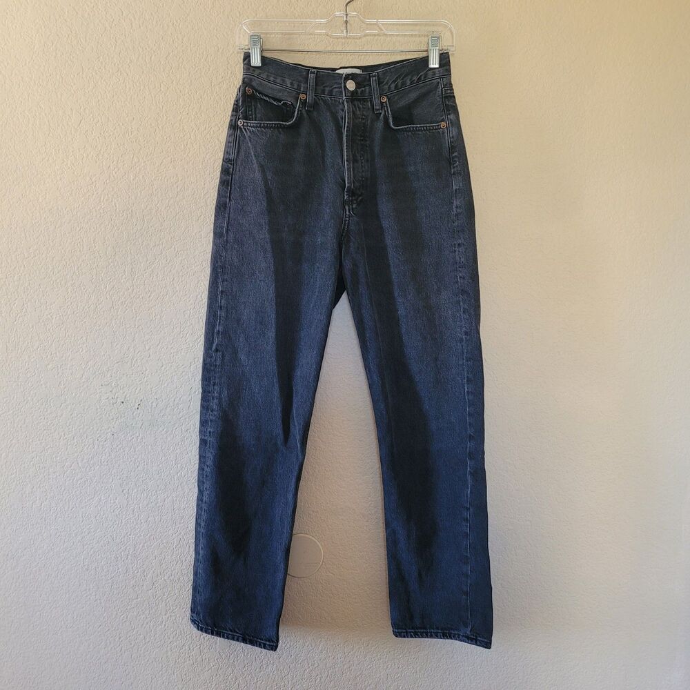 Agolde Jeans Women 23 Black 90s Straight Leg High Rise Organic Denim Pants
